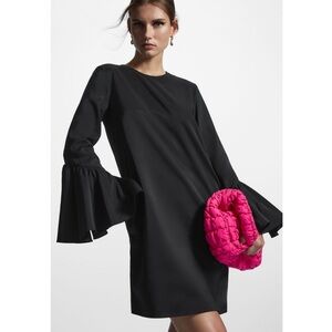 COS Black Sheath Dress with Bell Sleeves